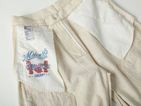 Colored-Yarn White Denim Cargo jeans