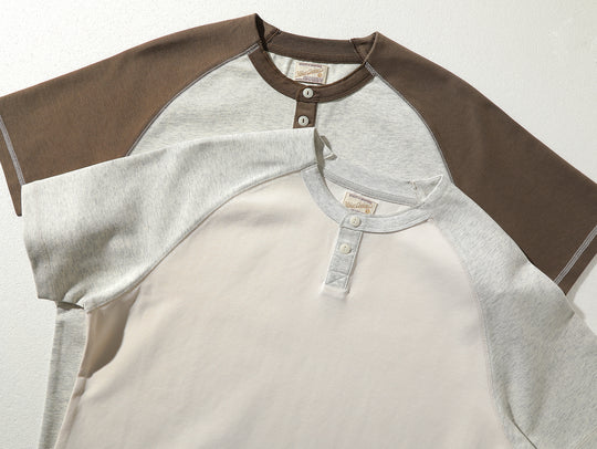 230-gram Double-yarn Henley shirt-Light Grey