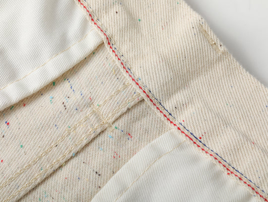Colored-Yarn White Denim Cargo jeans