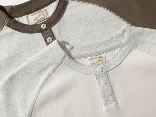 230-gram Double-yarn Henley shirt-Light Grey
