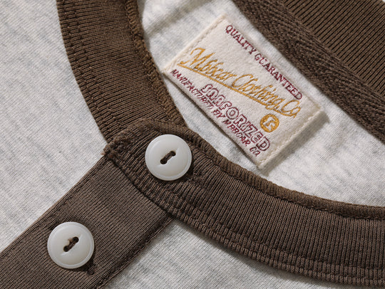 230-gram Double-yarn Henley shirt-Light Grey