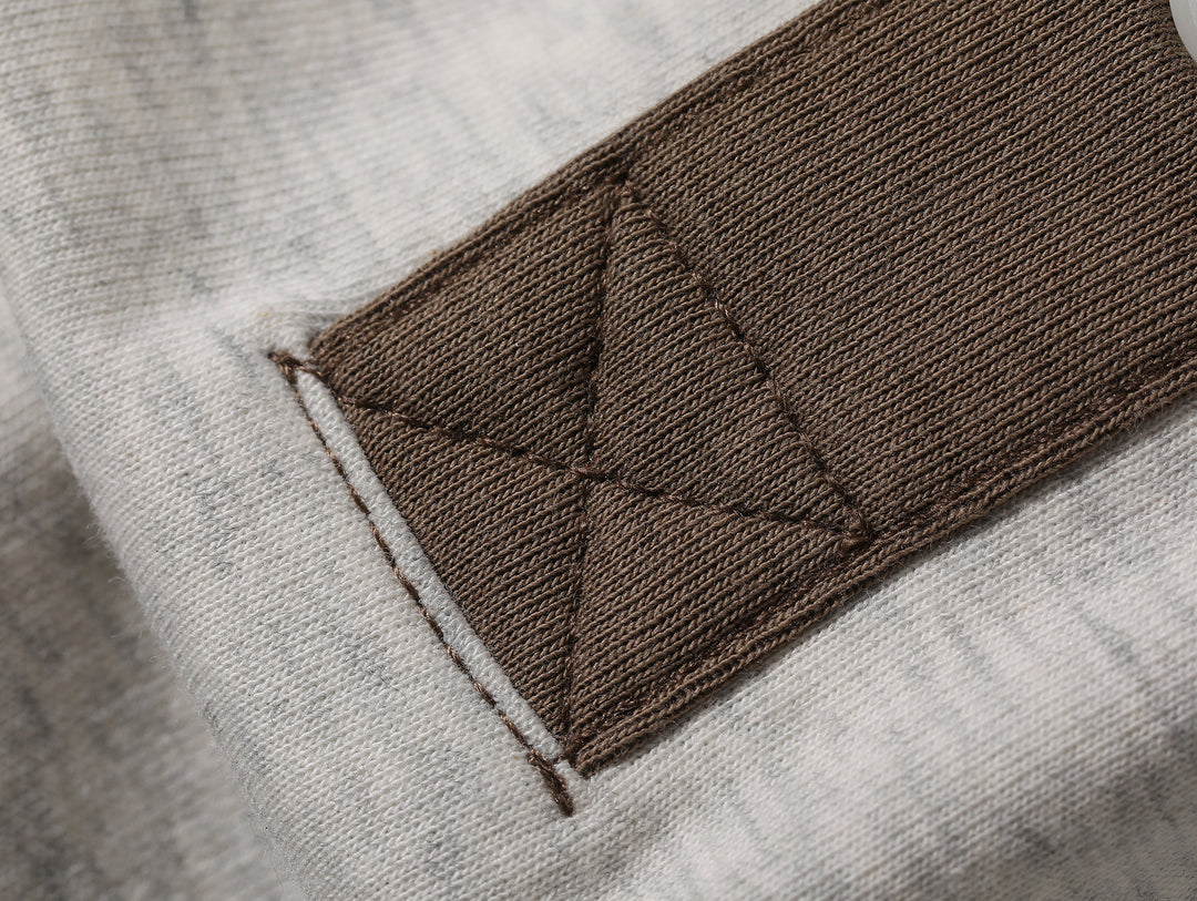 230-gram Double-yarn Henley shirt-Light Grey