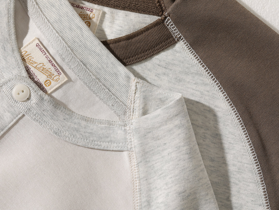 230-gram Double-yarn Henley shirt-Light Grey
