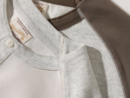 230-gram Double-yarn Henley shirt-Light Grey