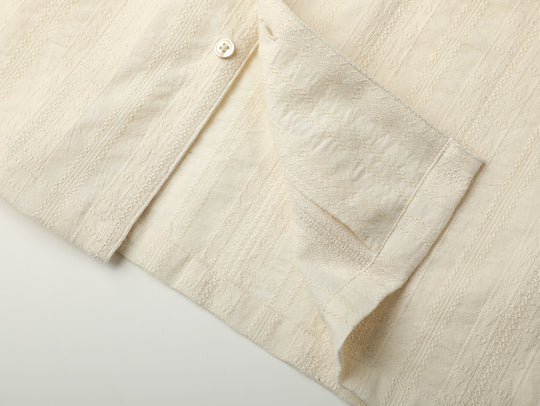 Openwork jacquard Cuban collar shirt