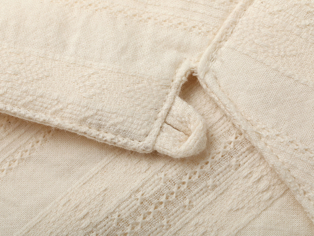 Openwork jacquard Cuban collar shirt