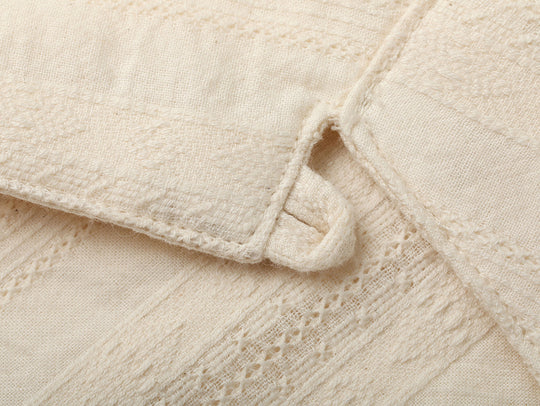 Openwork jacquard Cuban collar shirt