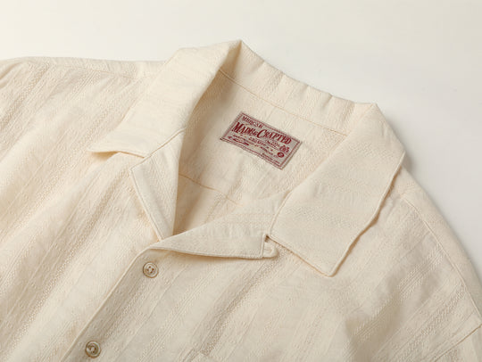 Openwork jacquard Cuban collar shirt