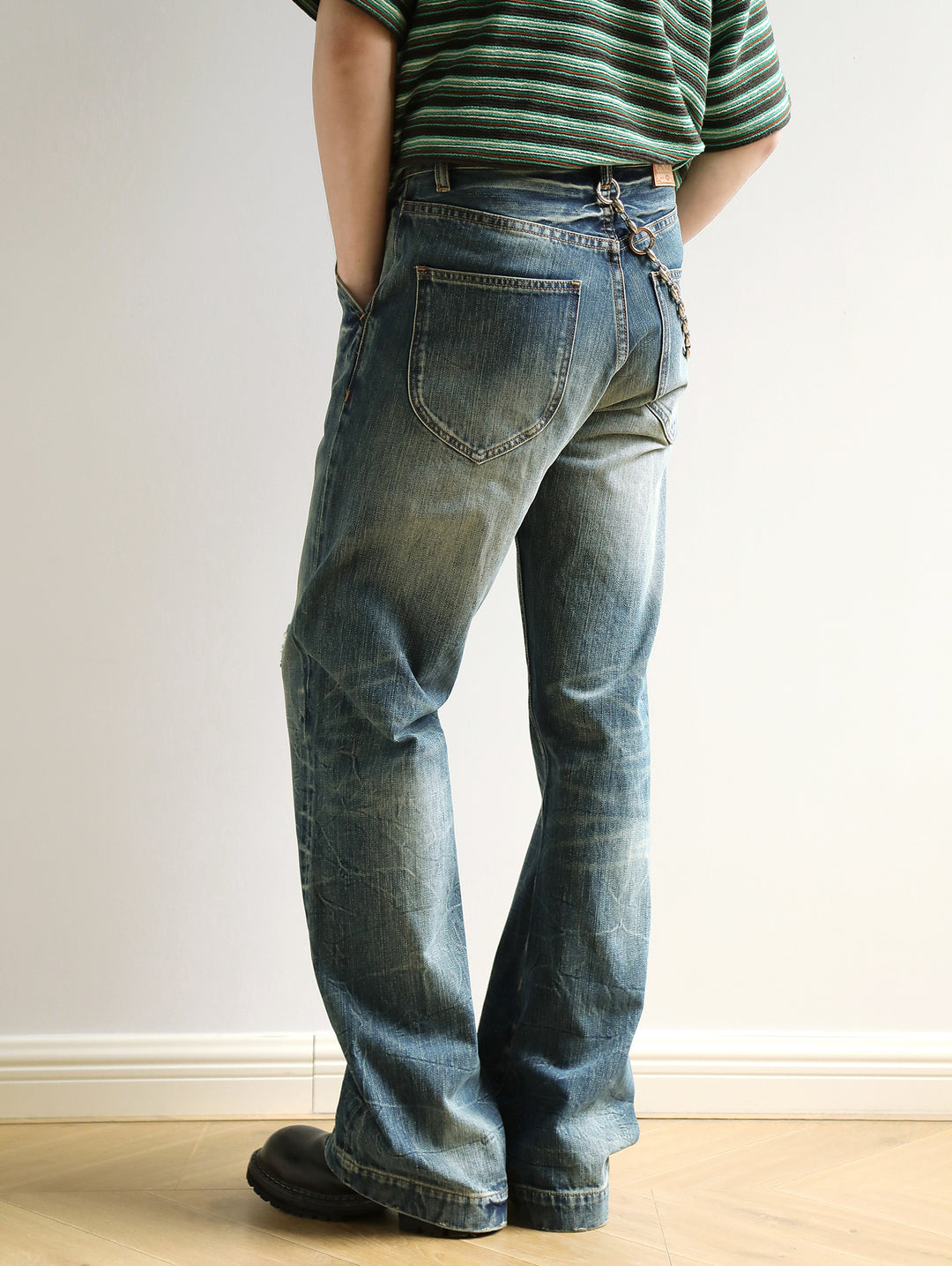 Tie-dye Distressed Ripped Washed Wide-Leg jeans