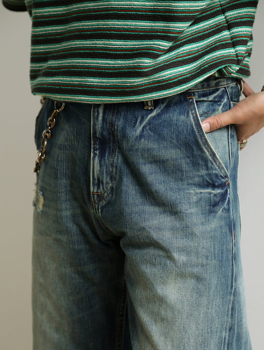 Tie-dye Distressed Ripped Washed Wide-Leg jeans