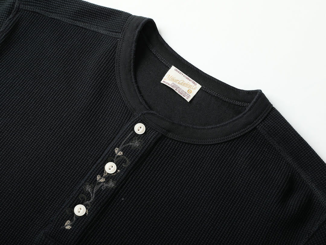 Western Series Flamebloom Henley Shirt-White