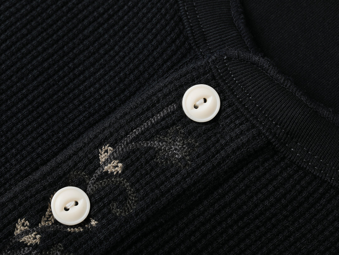 Western Series Flamebloom Henley Shirt-White