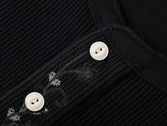 Western Series Flamebloom Henley Shirt-White