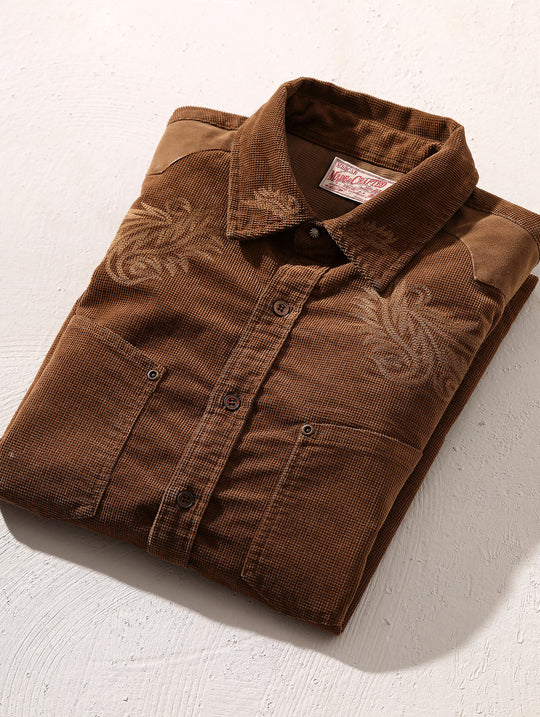 Western Series Paisley Embroidered Corduroy Shirt