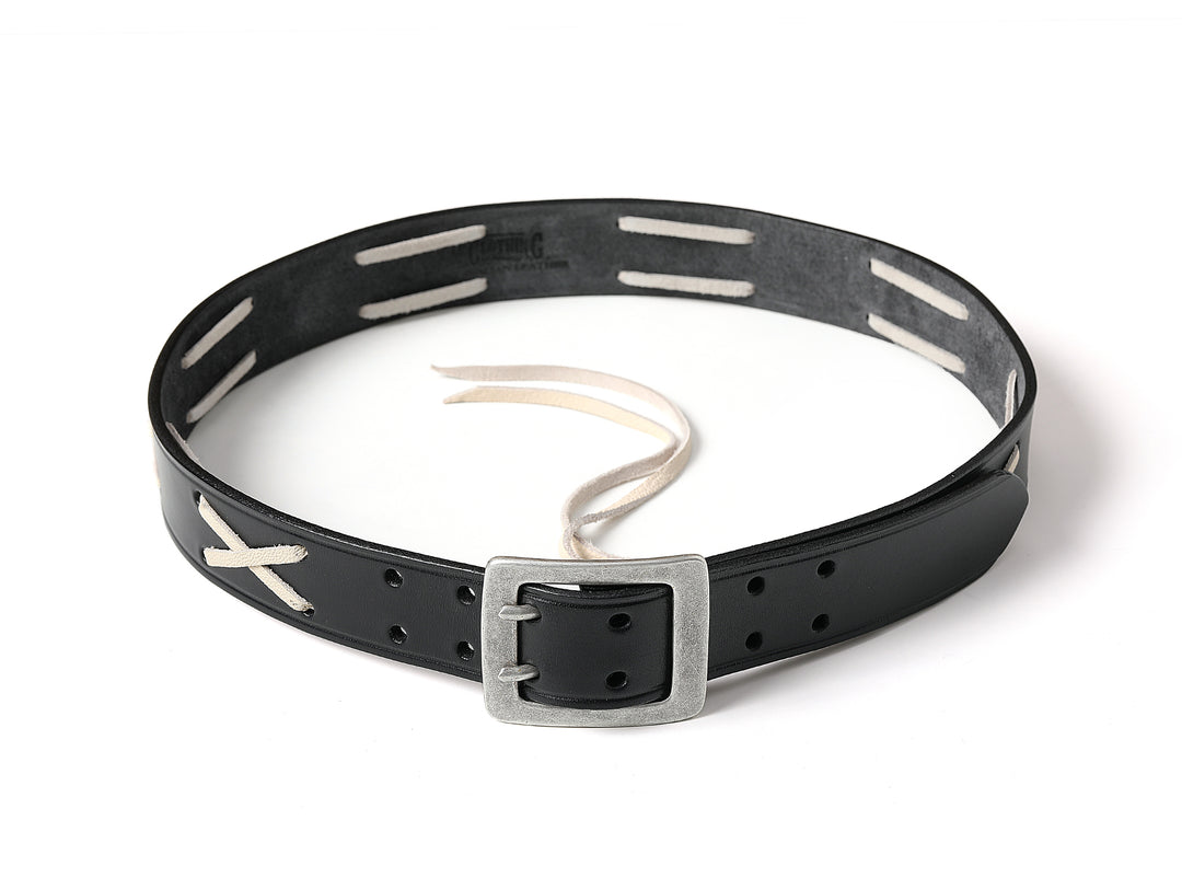 Vintage Marlon Brando-style Double-prong Buckle Full-grain Belt-Black