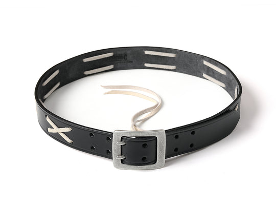 Vintage Marlon Brando-style Double-prong Buckle Full-grain Belt-Black