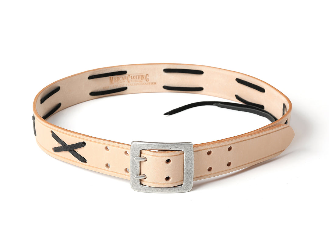 Vintage Marlon Brando-style Double-prong Buckle Full-grain Belt-Natural