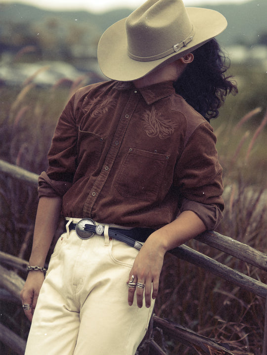 Western Series Paisley Embroidered Corduroy Shirt