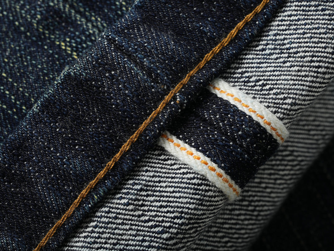 Xizang Collection Yellow Prayer Flag Core Washed Denim Wide-Leg jeans