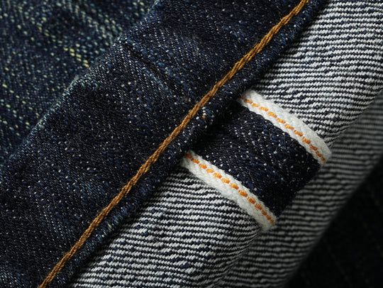 Xizang Collection Yellow Prayer Flag Core Washed Denim Wide-Leg jeans