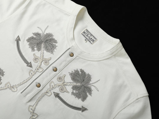 Mvc&Co. Desert Lily Embroidered Henley shirt