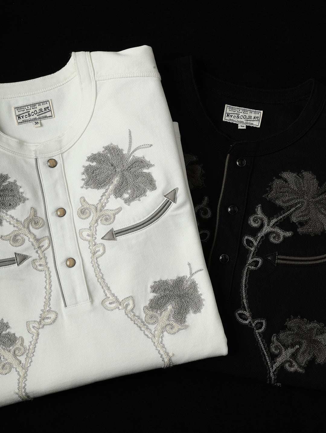 Mvc&Co. Desert Lily Embroidered Henley shirt