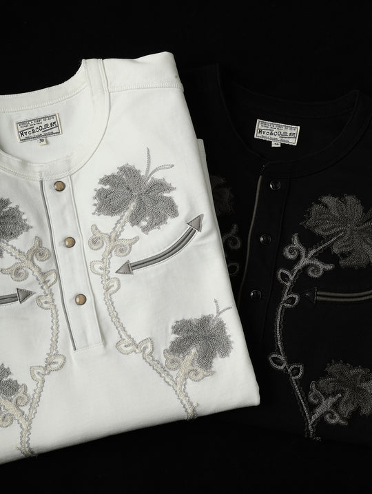Mvc&Co. Desert Lily Embroidered Henley shirt