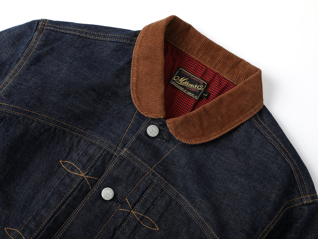 Western Series 14.9oz Houndstooth-Lined Miner Selvedge Denim Jacket