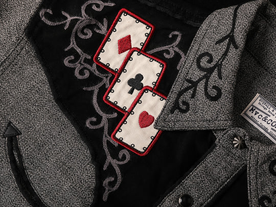 Mvc&Co. Gambler Card Pattern Embroidered Shirt