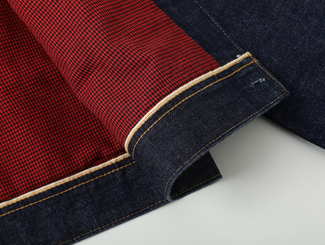 Western Series 14.9oz Houndstooth-Lined Miner Selvedge Denim Jacket