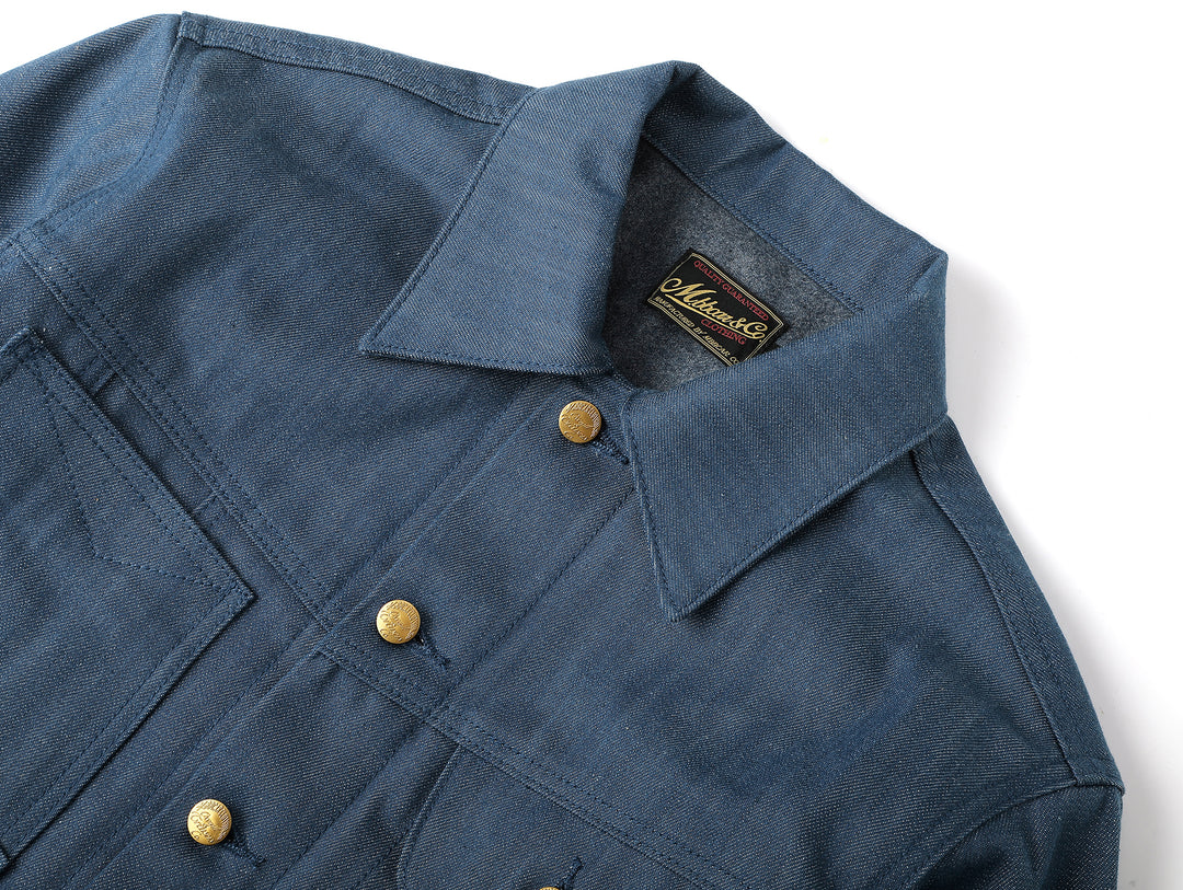 Claessen™ Blue "Planetary Tears Blue" Selvedge Denim Wool-Blend Lined Cruiser Jacket