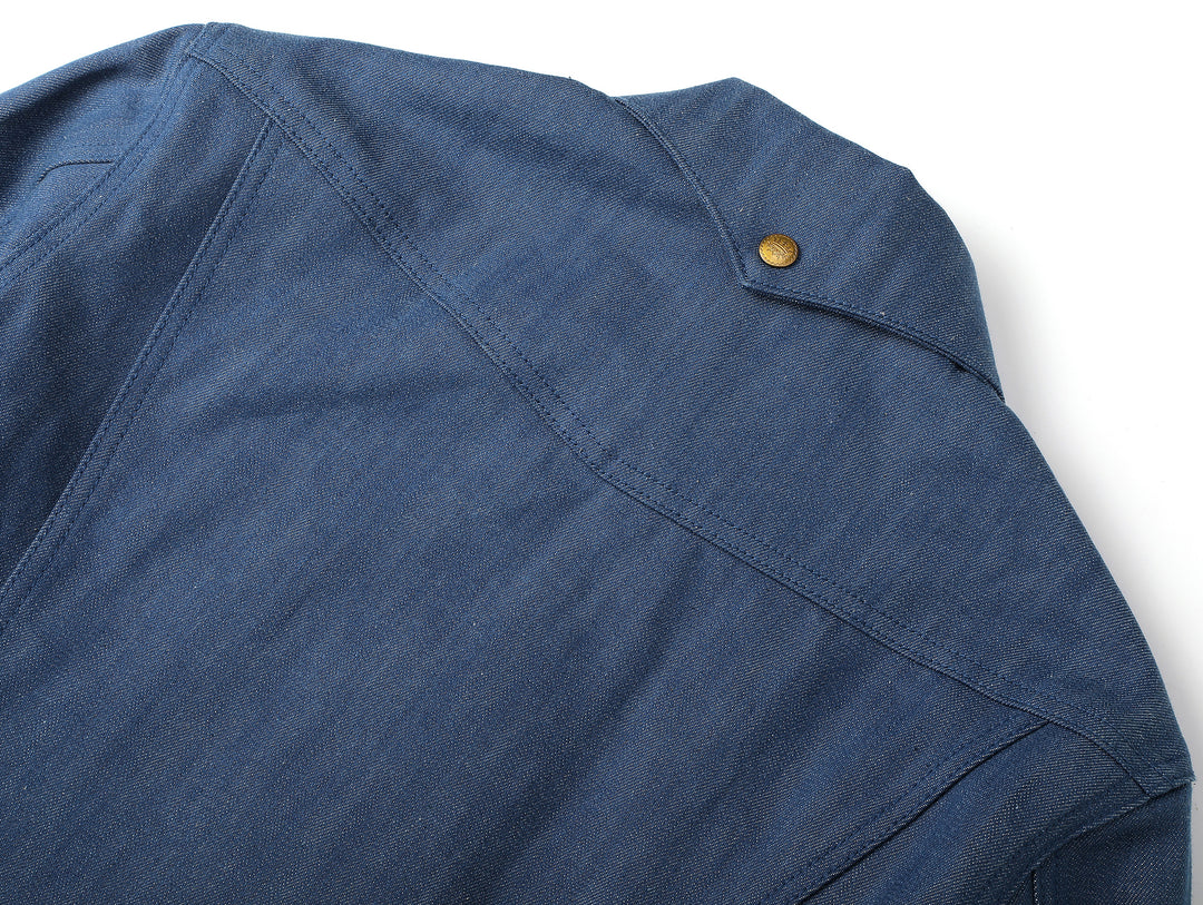 Claessen™ Blue "Planetary Tears Blue" Selvedge Denim Wool-Blend Lined Cruiser Jacket