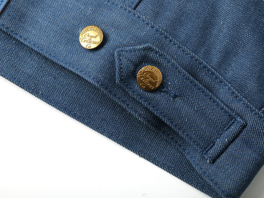 Claessen™ Blue "Planetary Tears Blue" Selvedge Denim Wool-Blend Lined Cruiser Jacket