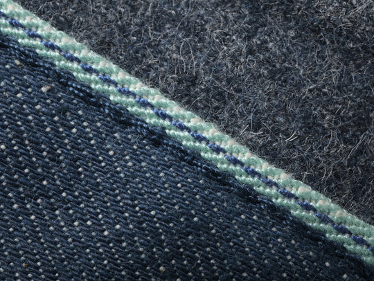 Claessen™ Blue "Planetary Tears Blue" Selvedge Denim Wool-Blend Lined Cruiser Jacket