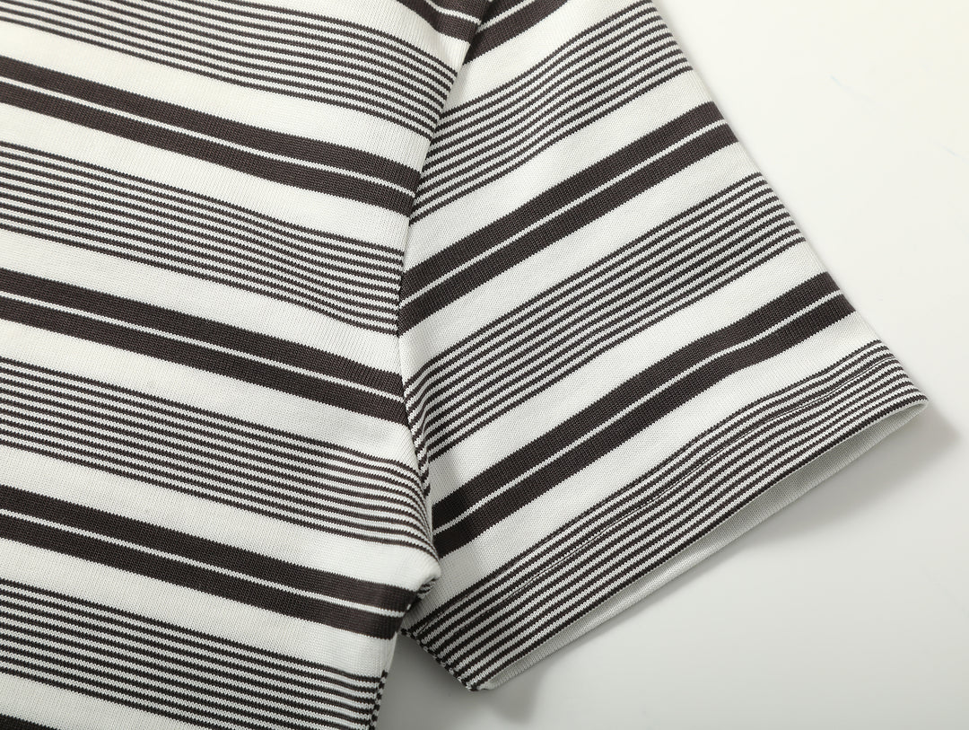Striped Sports T-shirt-Charcoal Grey