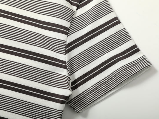 Striped Sports T-shirt-Charcoal Grey