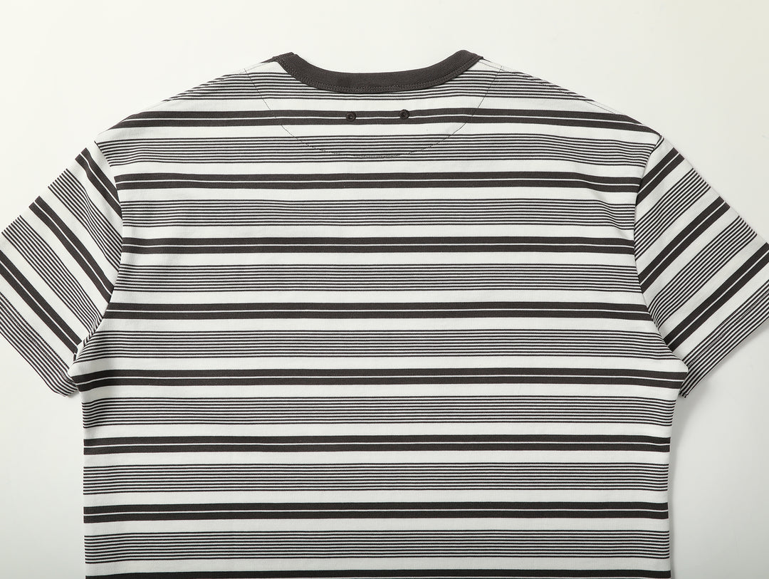 Striped Sports T-shirt-Charcoal Grey