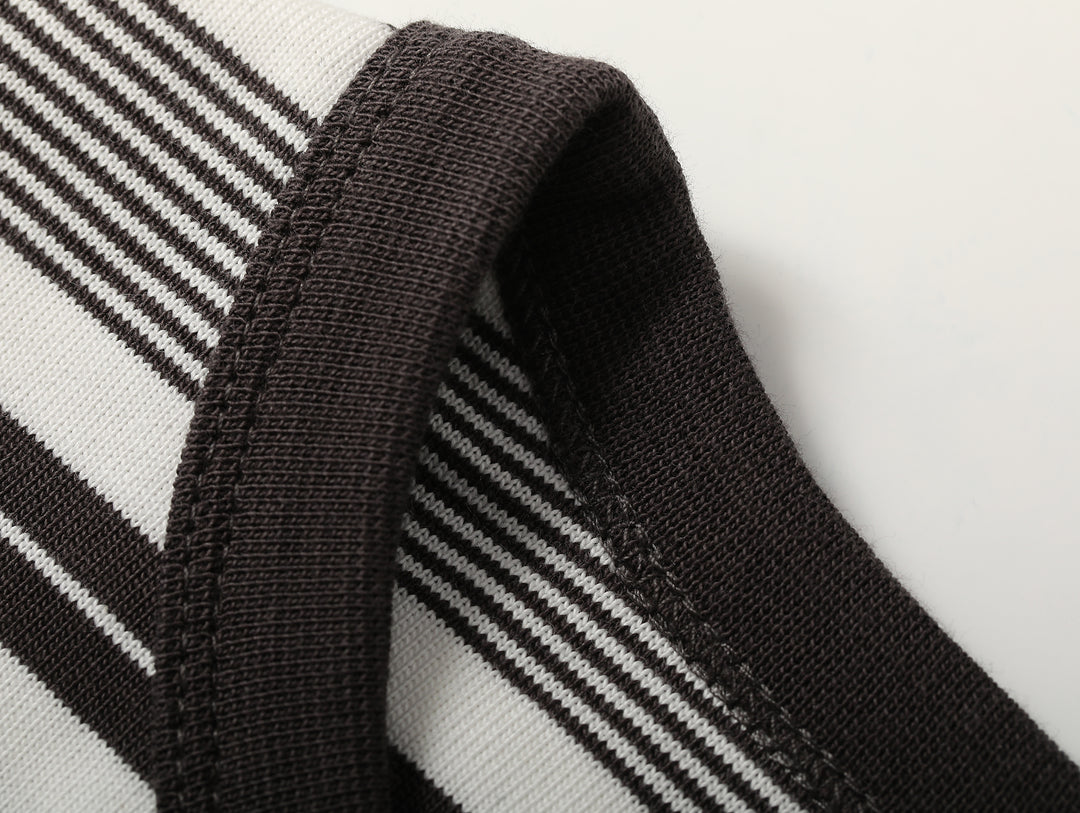 Striped Sports T-shirt-Charcoal Grey