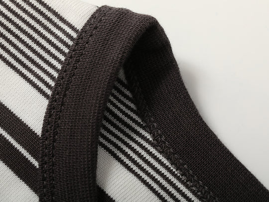 Striped Sports T-shirt-Charcoal Grey