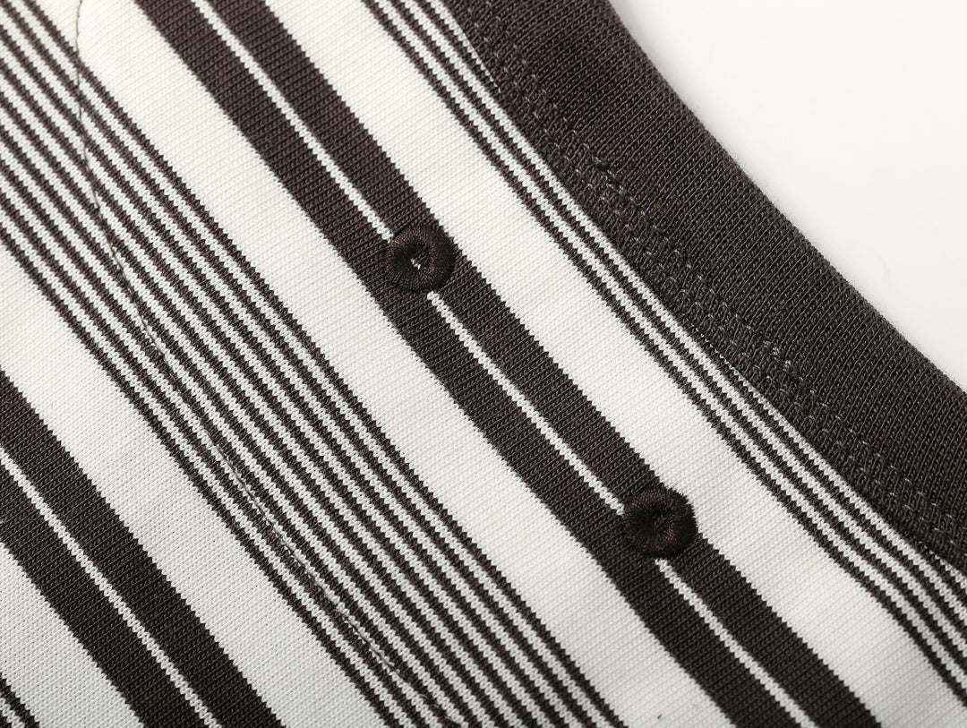 Striped Sports T-shirt-Charcoal Grey