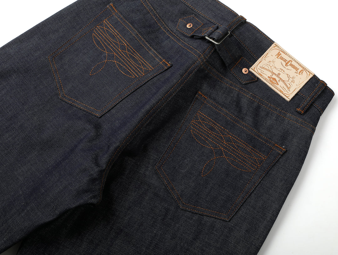 Western Series 14.9oz Houndstooth-Lined Selvedge Denim Wide-Leg jeans