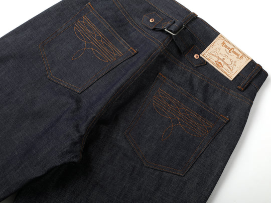 Western Series 14.9oz Houndstooth-Lined Selvedge Denim Wide-Leg jeans