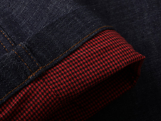 Western Series 14.9oz Houndstooth-Lined Selvedge Denim Wide-Leg jeans