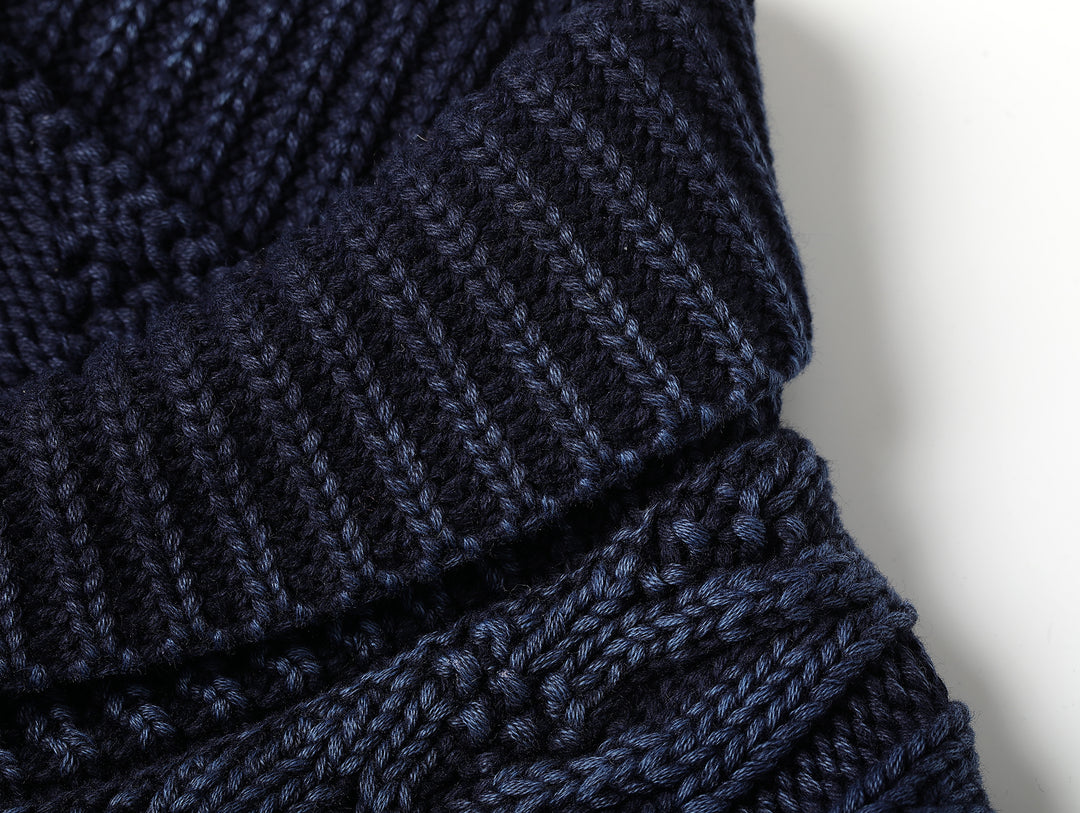 Western Series Washed Indigo-Dyed Cable Sweater