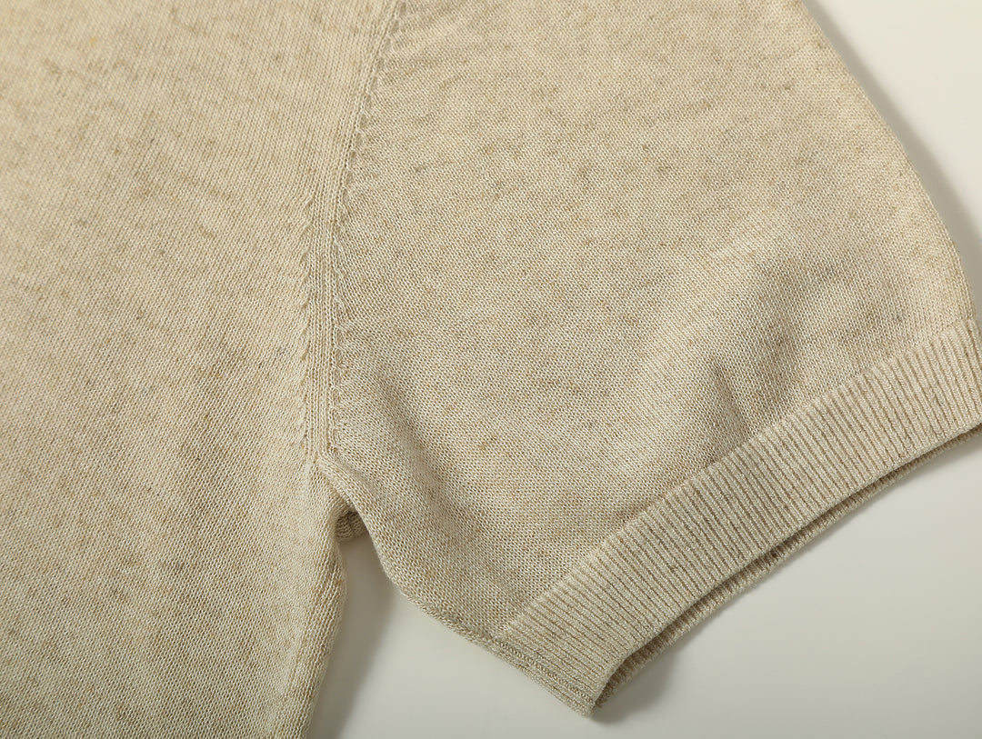 Tencel-Linen Blend Knitted Polo Shirt