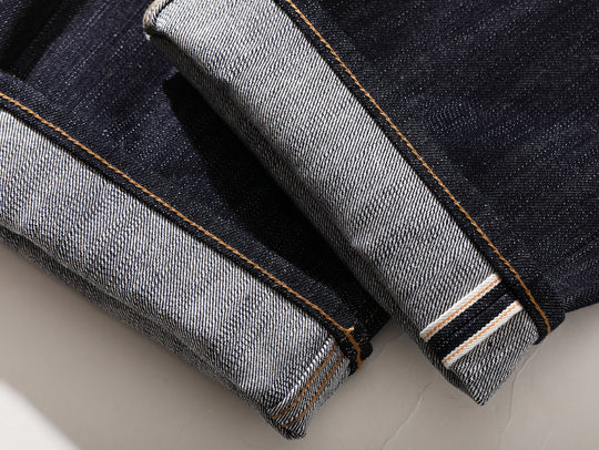 Xizang Collection Yellow Prayer Flag Core-Dyed Denim Straight-Fit jeans