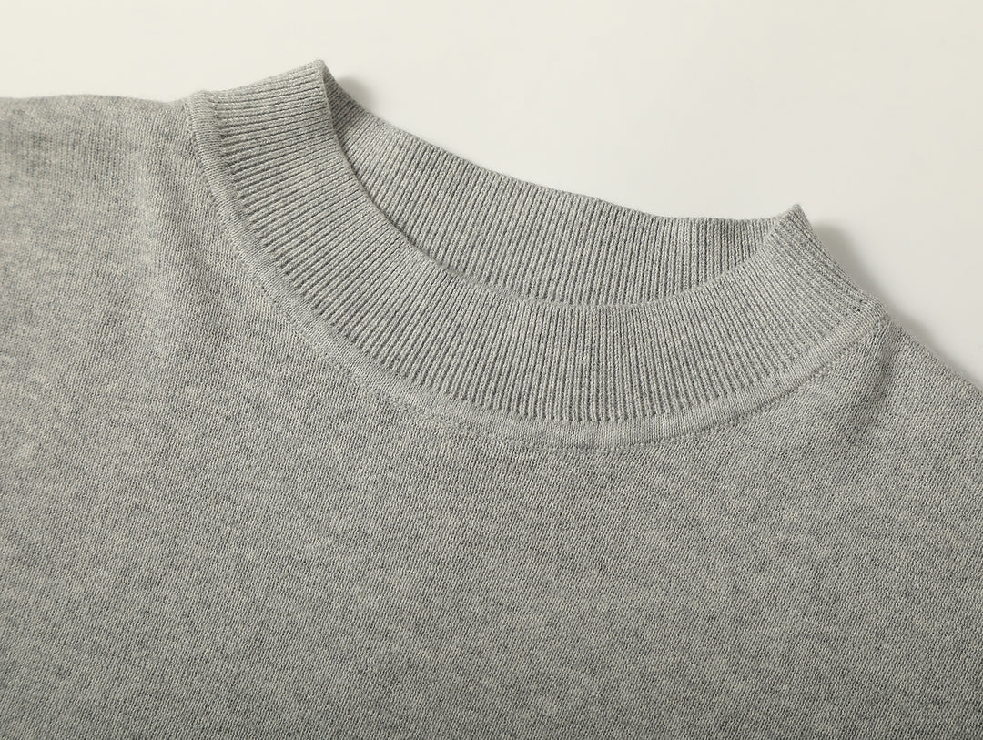 Simple style Knitted Shirt-Dark Flecked Grey