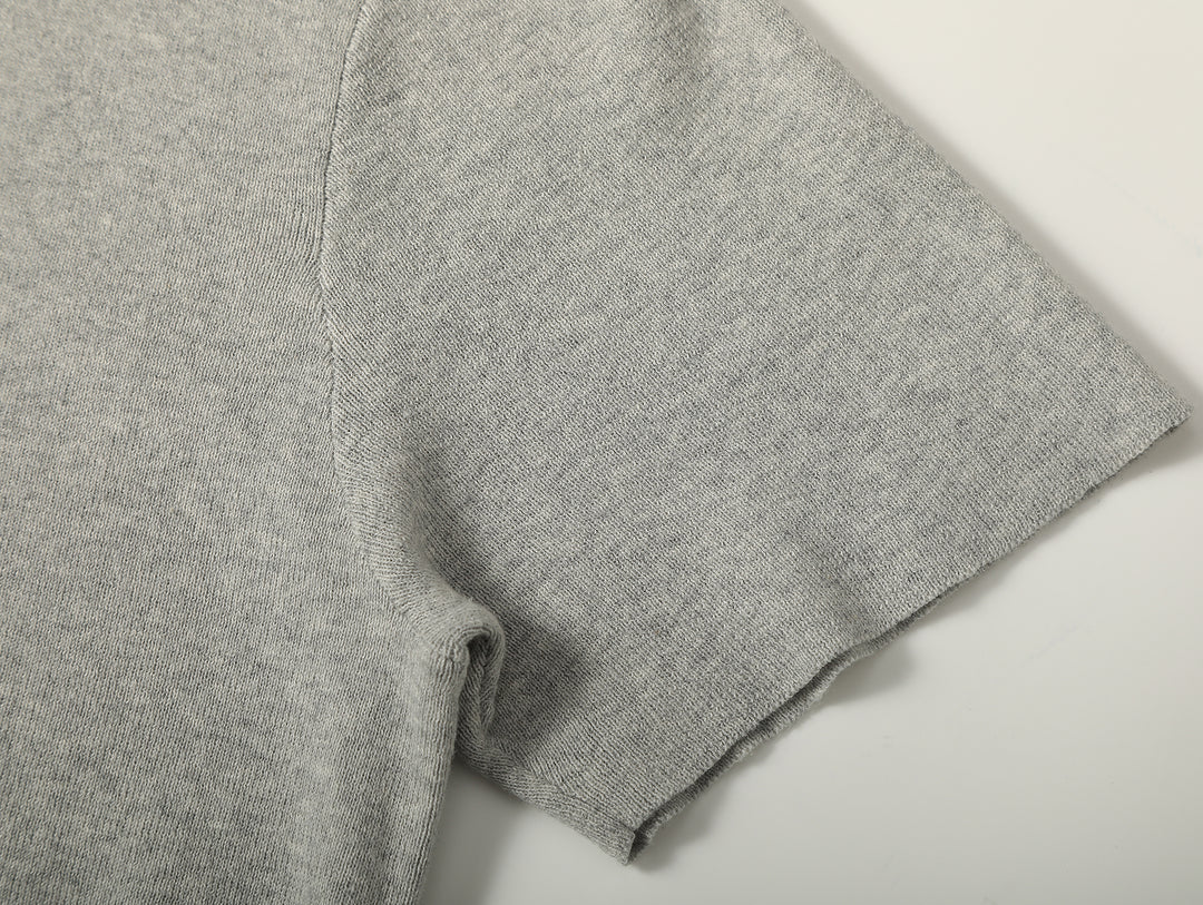 Simple style Knitted Shirt-Dark Flecked Grey