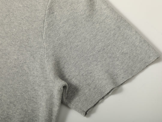 Simple style Knitted Shirt-Dark Flecked Grey