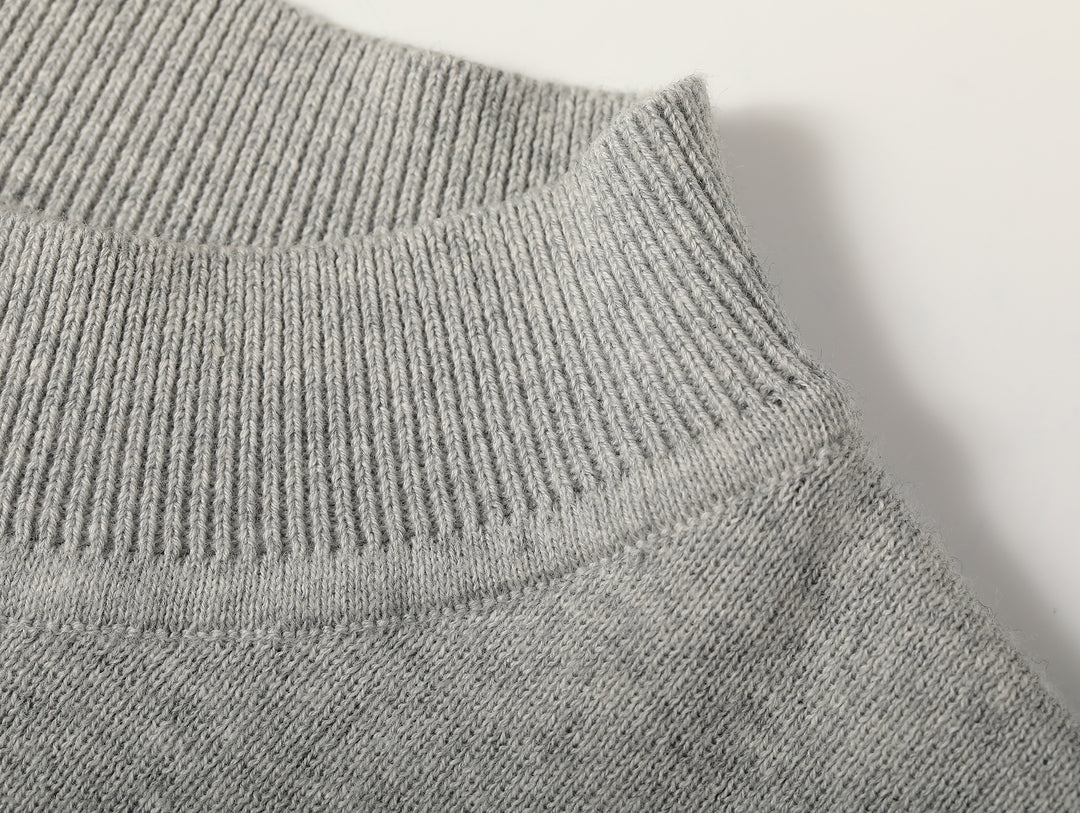 Simple style Knitted Shirt-Dark Flecked Grey